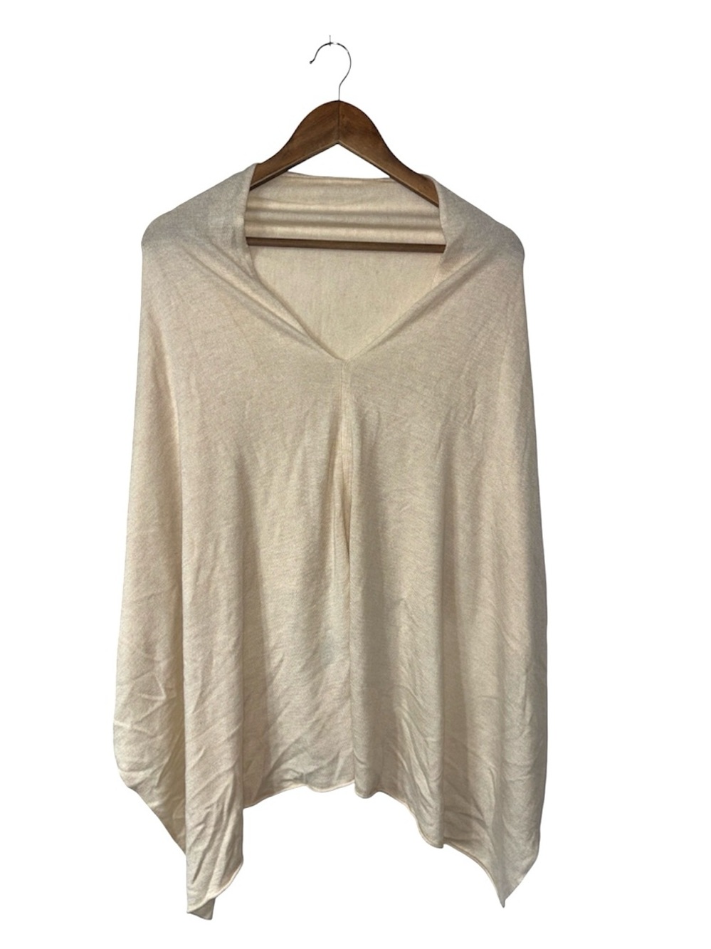 Kerisma Cream Poncho Sweater Mercerized Wool Casual Luxe NY Soft